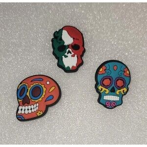 New - Flag of Mexico and Die De Los Muertos Skulls Jibbitz